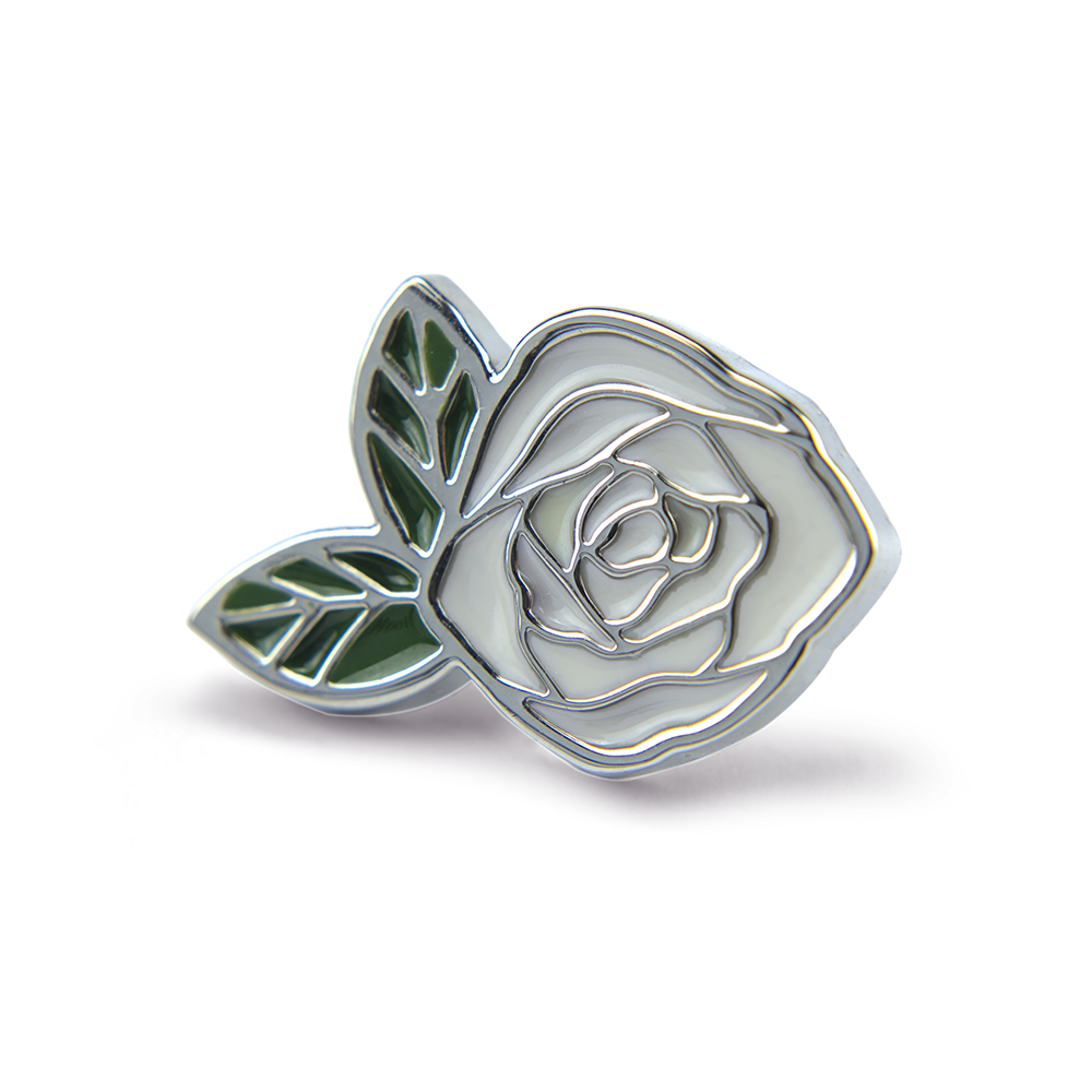 Rose Pin Design White Rose Pin – In Memory Pins